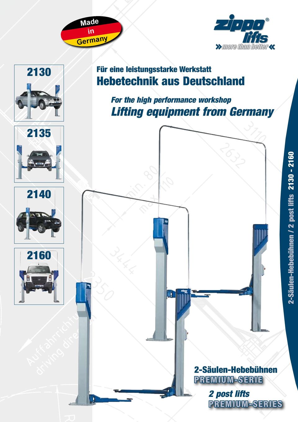 from Germany 2135 2140 2160 2-Säulen-Hebebühnen / 2 post lifts