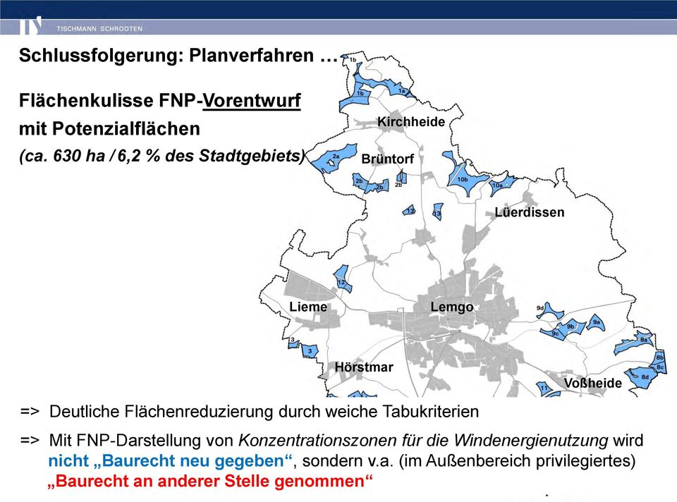 Flächenreduzierung durch weiche Tabukriterien => Mit FNP-Darstellung von Konzentrationszonen für die