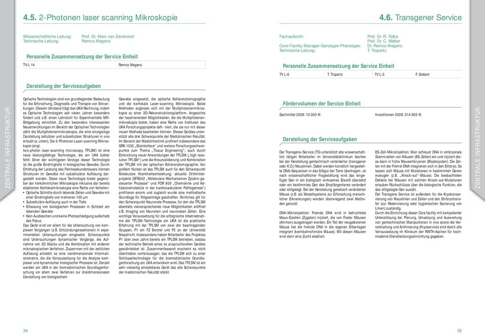 Weber Core-Facility Manager Genotype-Phenotype: Dr. Remco Megens Technische Leitung: T. Tropartz Personelle Zusammensetzung der Service Einheit TV L-6 T. Tropartz TV L-5 F.