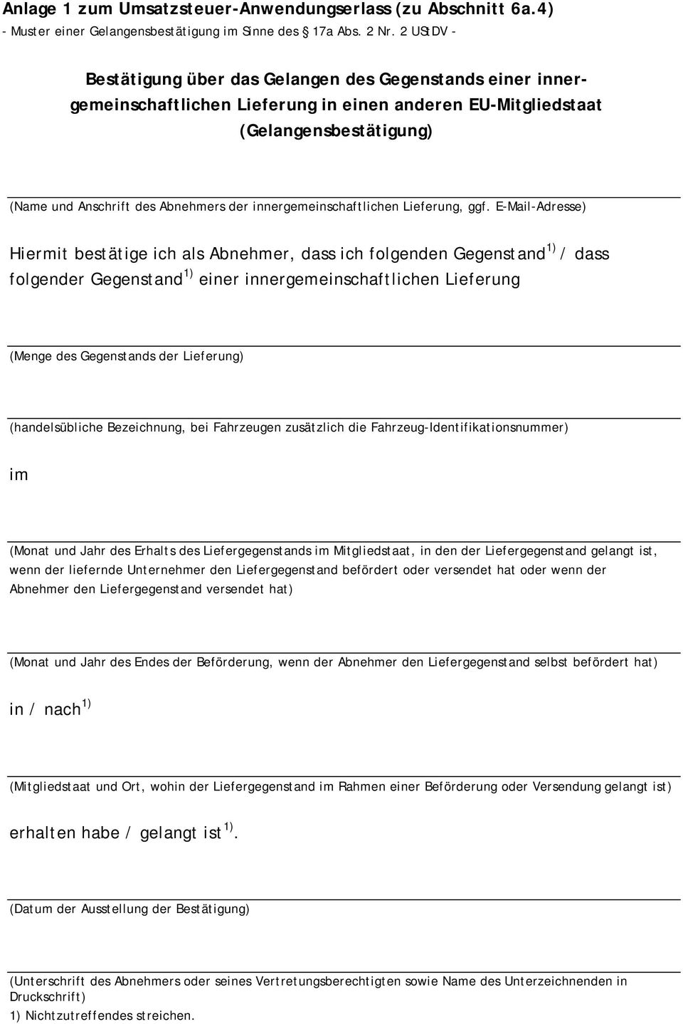 Formular Gelangensbestatigung Pdf Free Download