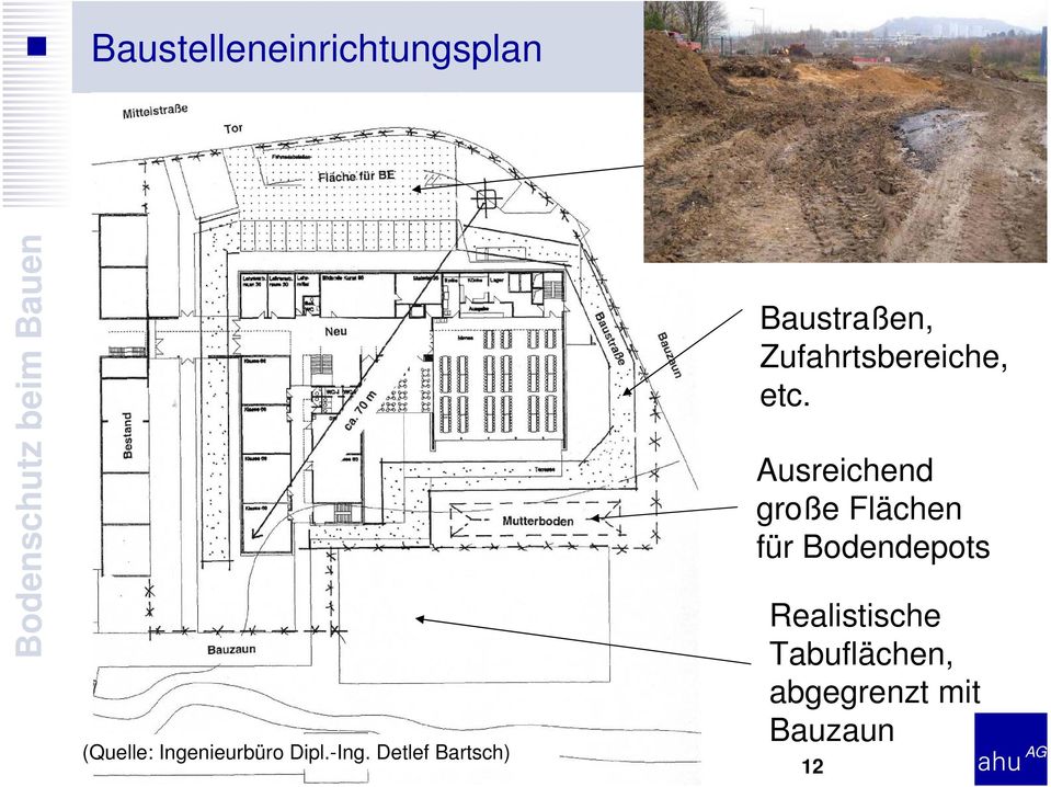 Baufahrzeuge, Einsatz Kran planen Baustraßen, Zufahrtsbereiche, etc.