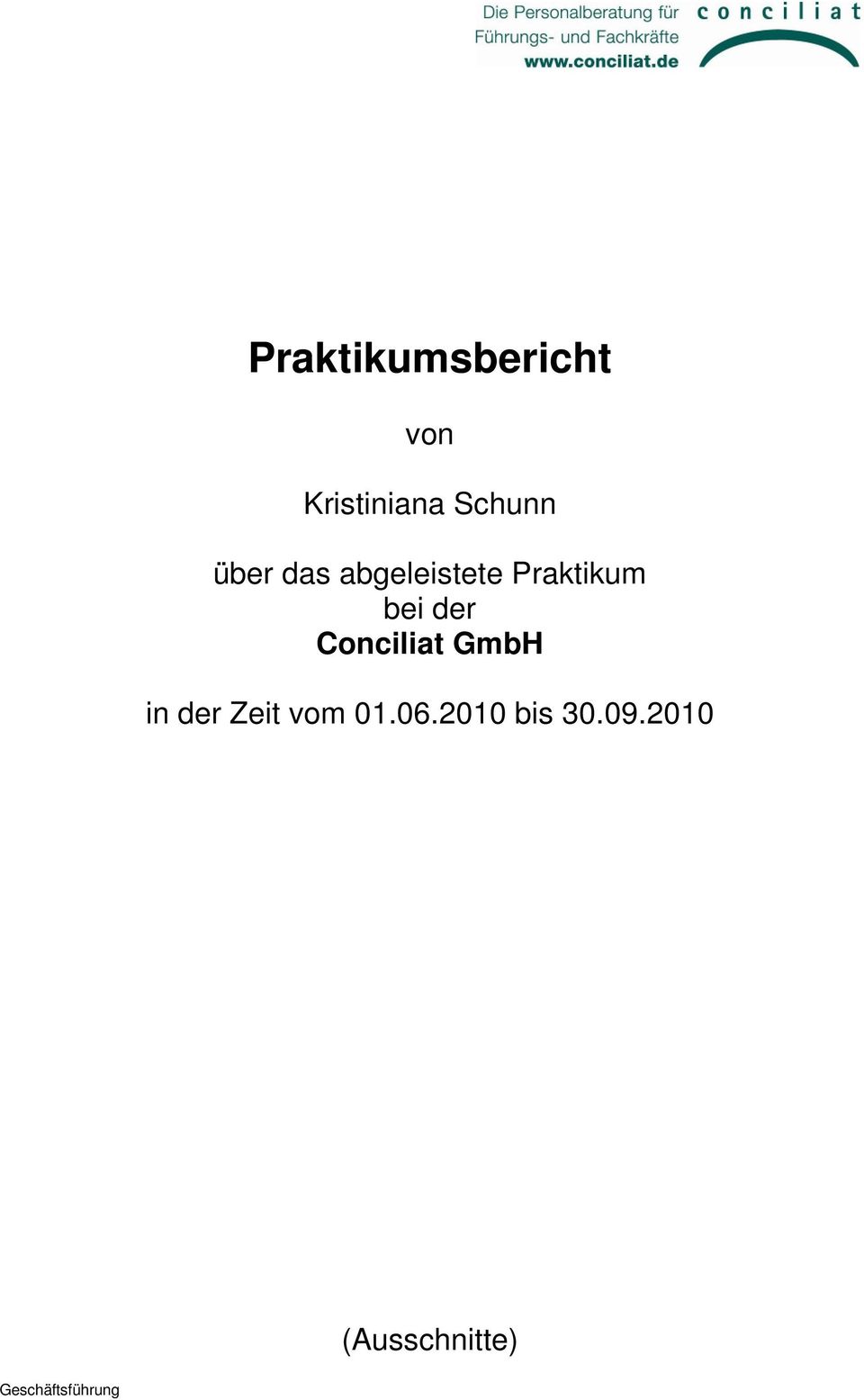 Conciliat GmbH in der Zeit vom 01.06.