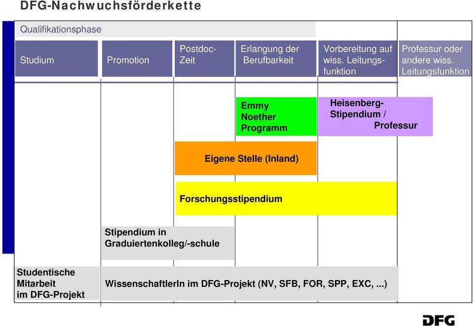 Leitungsfunktion Emmy Noether Programm Heisenberg- Stipendium / Professur Eigene Stelle (Inland)