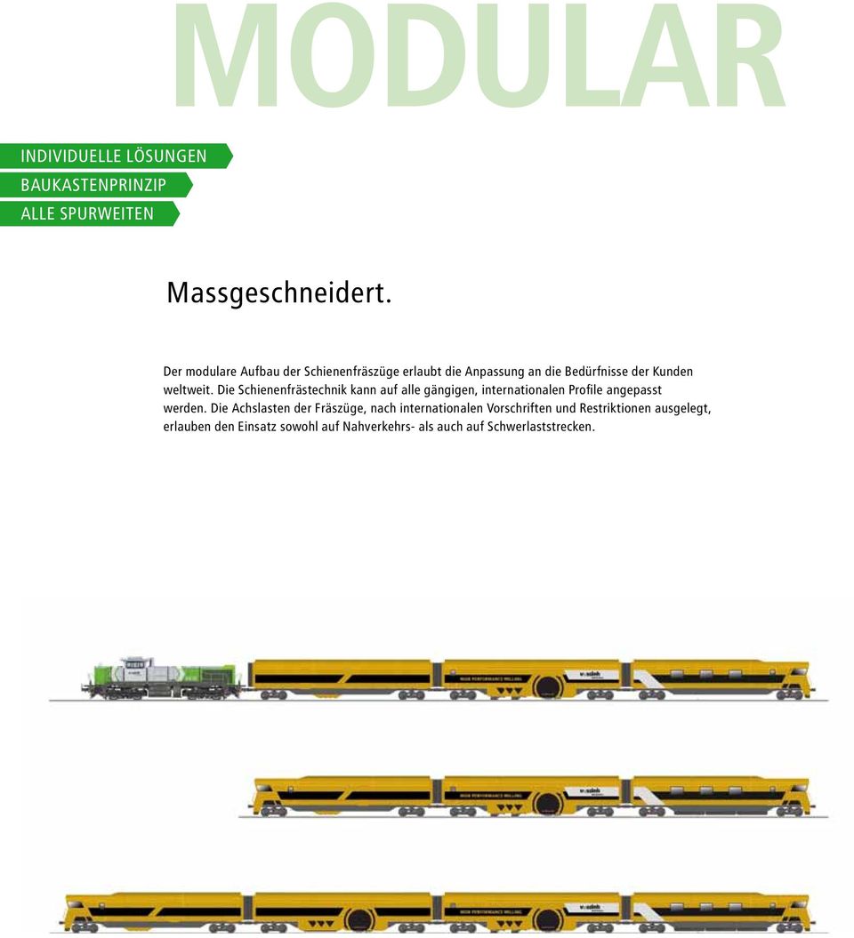 Die Schienenfrästechnik kann auf alle gängigen, internationalen Profile angepasst werden.