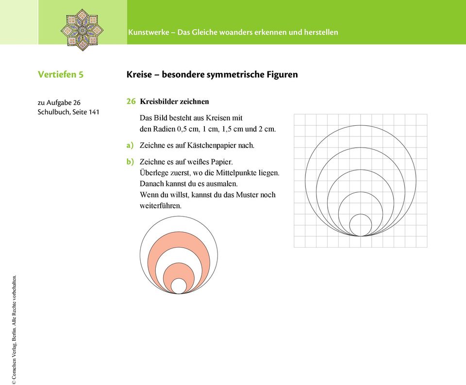 a) Zeichne es auf Kästchenpapier nach. b) Zeichne es auf weißes Papier.