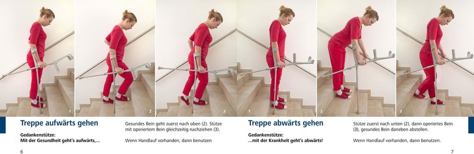 Wenn Handlauf vorhanden, dann benutzen Treppe abwärts gehen Gedankenstütze:.