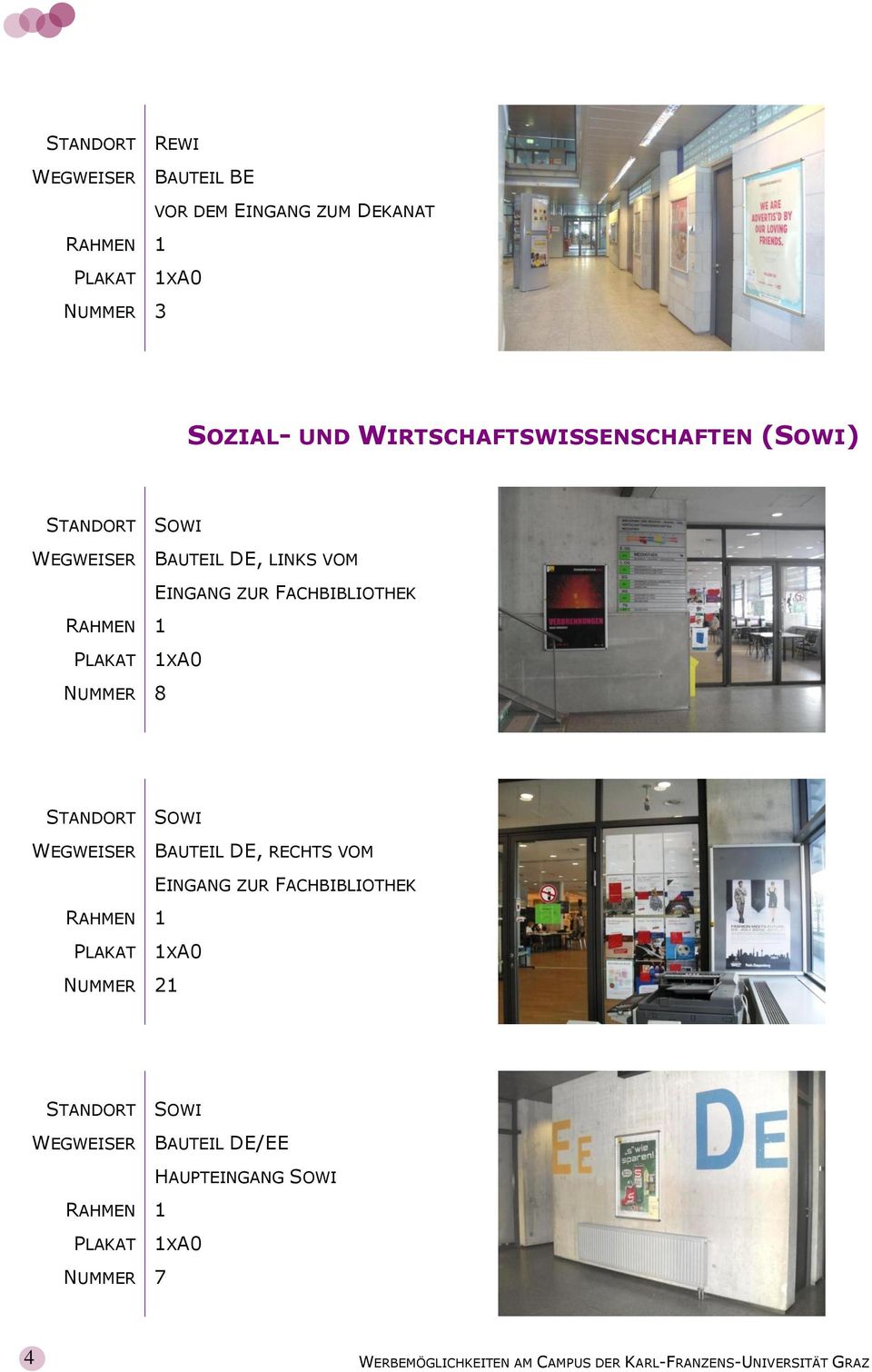 ZUR FACHBIBLIOTHEK NUMMER 8 STANDORT SOWI WEGWEISER BAUTEIL DE, RECHTS VOM EINGANG ZUR