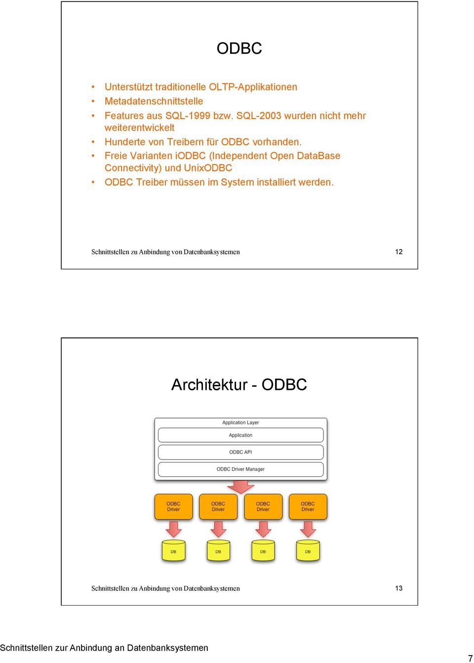 SQL-2003 wurden nicht mehr weiterentwickelt Hunderte von Treibern für ODBC vorhanden.