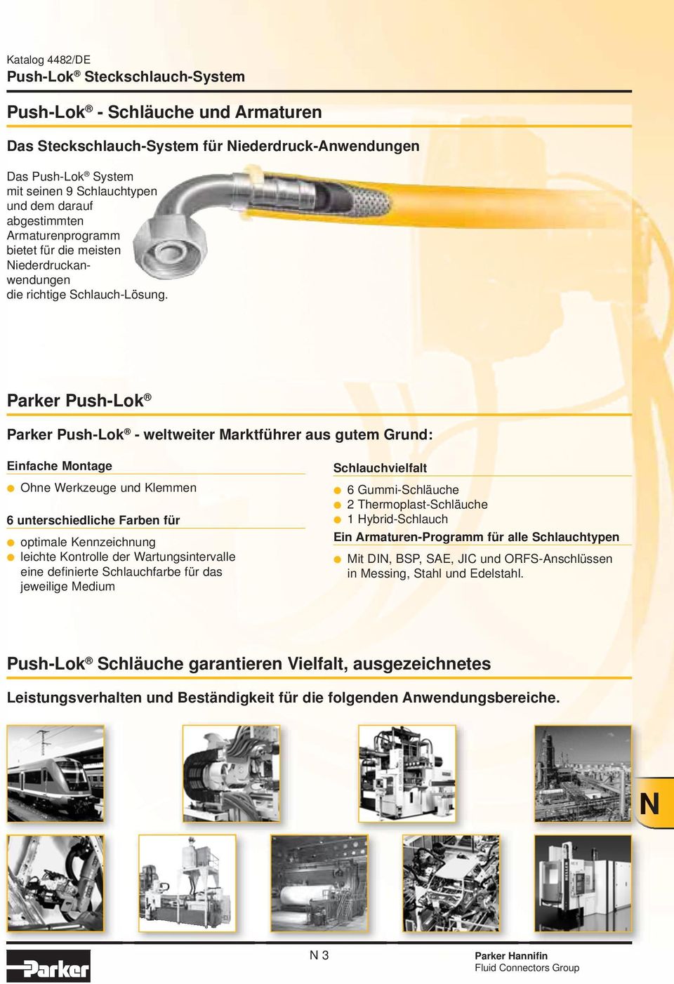 Parker Push-Lok Parker Push-Lok - weltweiter Marktführer aus gutem Grund: Einfache Montage Ohne Werkzeuge und Klemmen 6 unterschiedliche Farben für optimale Kennzeichnung leichte Kontrolle der