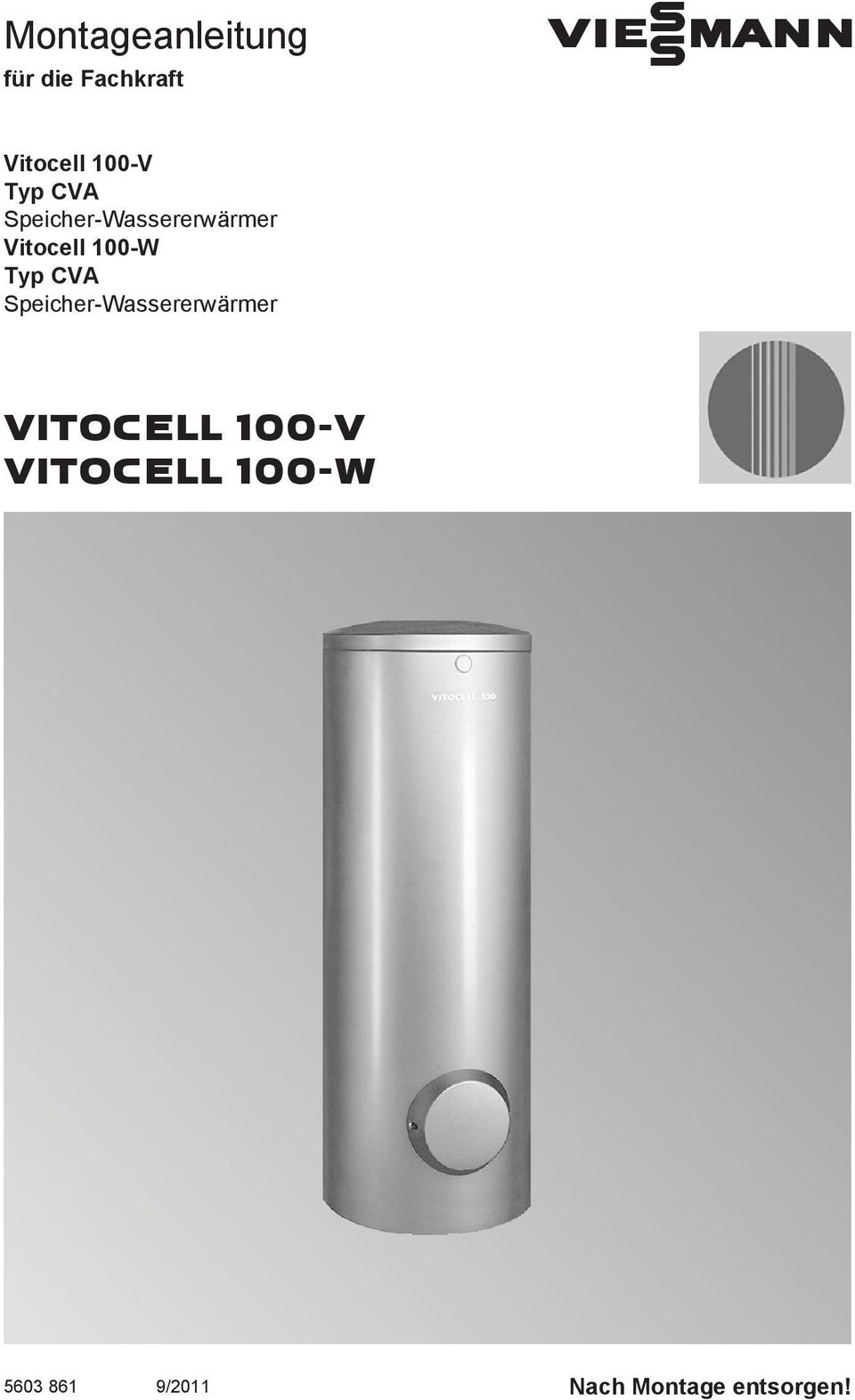 Vitocell 100-W Typ CVA Speicher-Wassererwärmer