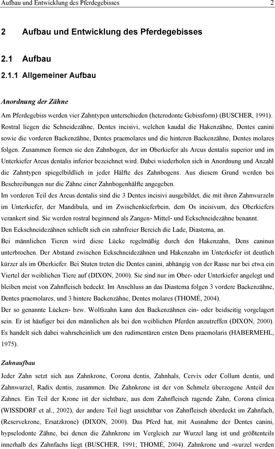 Rostral liegen die Schneidezähne, Dentes incisivi, welchen kaudal die Hakenzähne, Dentes canini sowie die vorderen Backenzähne, Dentes praemolares und die hinteren Backenzähne, Dentes molares folgen.