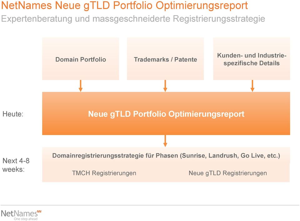 Industriespezifische Details Heute: Neue gtld Portfolio Optimierungsreport Next 4-8 weeks:
