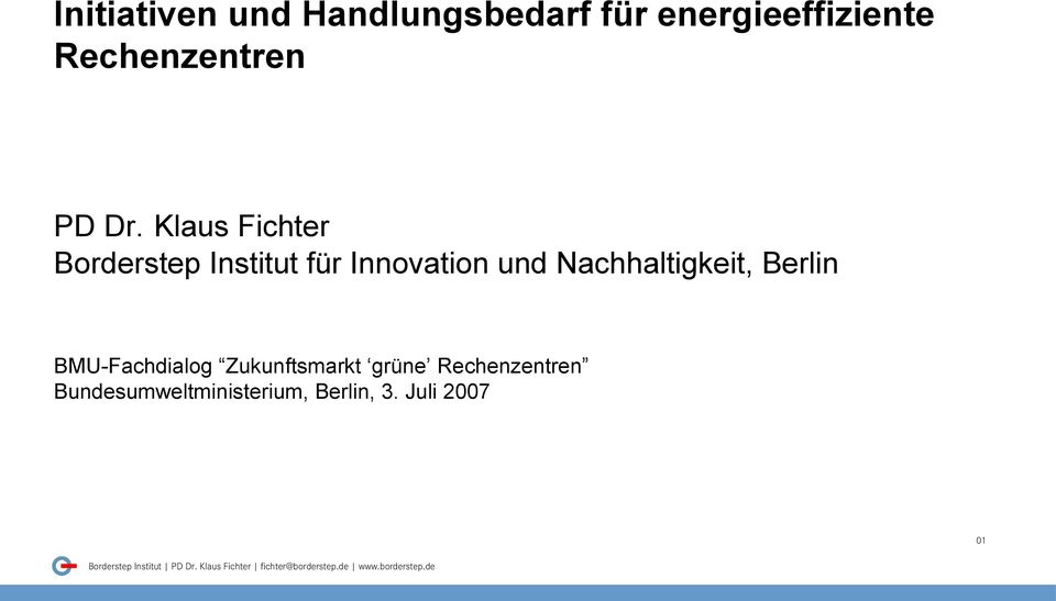 Klaus Fichter Borderstep Institut für Innovation und