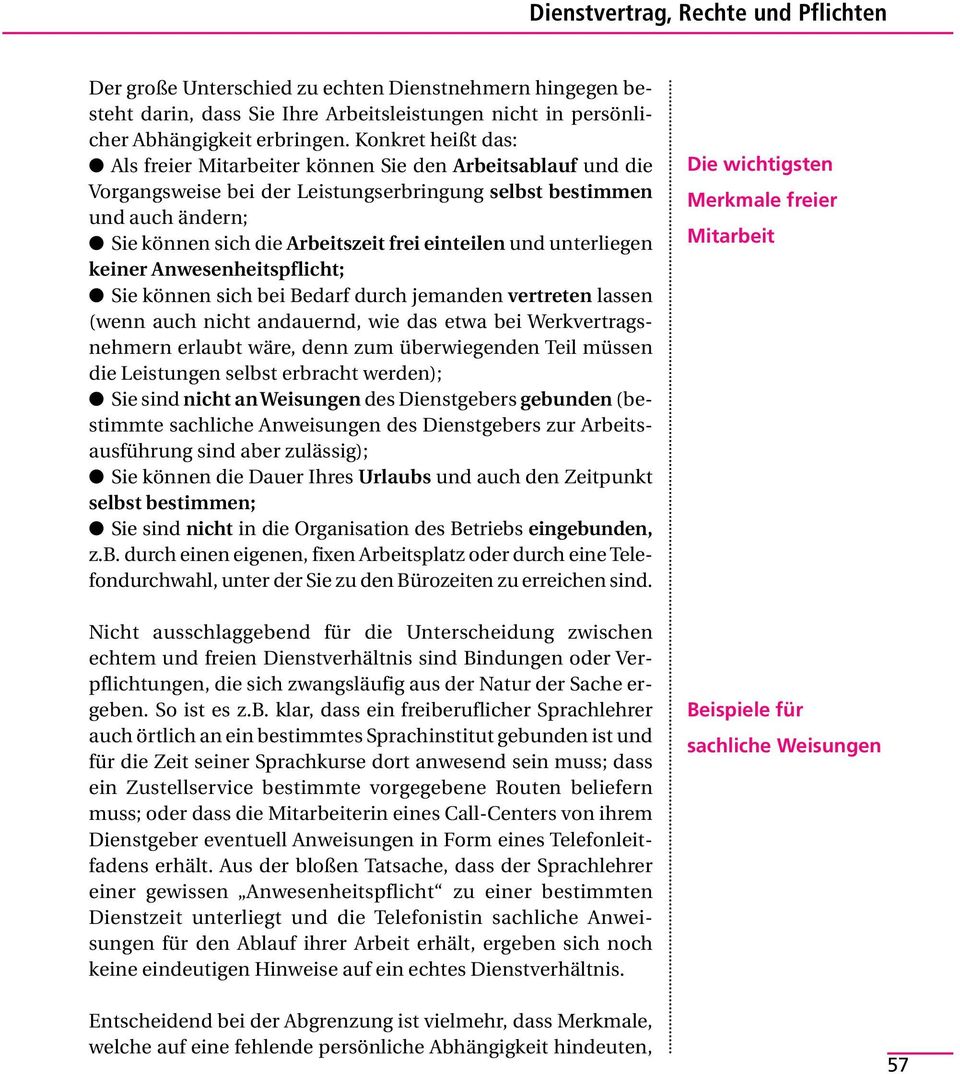 einteilen und unterliegen keiner Anwesenheitspflicht; Sie können sich bei Bedarf durch jemanden vertreten lassen (wenn auch nicht andauernd, wie das etwa bei Werkvertragsnehmern erlaubt wäre, denn