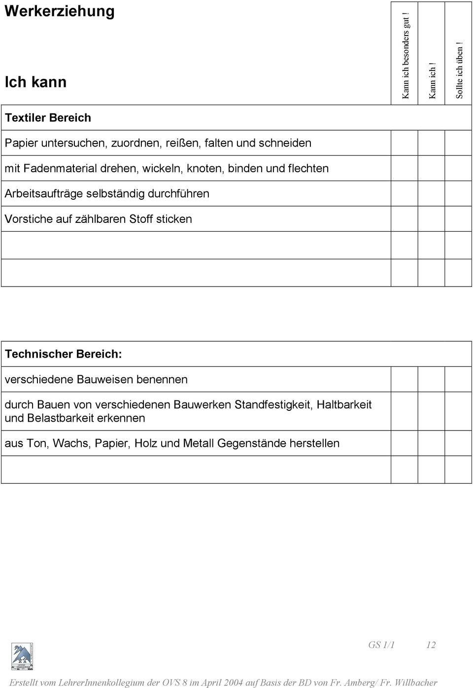 Stoff sticken Technischer Bereich: verschiedene Bauweisen benennen durch Bauen von verschiedenen Bauwerken