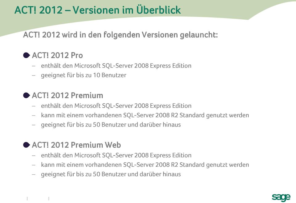 2012 Premium enthält den Microsoft SQL-Server 2008 Express Edition kann mit einem vorhandenen SQL-Server 2008 R2 Standard genutzt werden