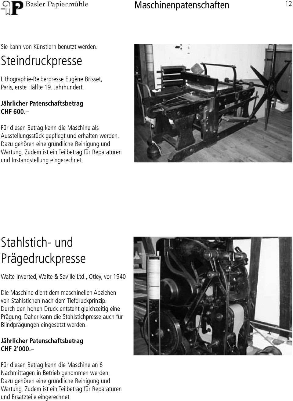 Stahlstich- und Prägedruckpresse Waite Inverted, Waite & Saville Ltd.