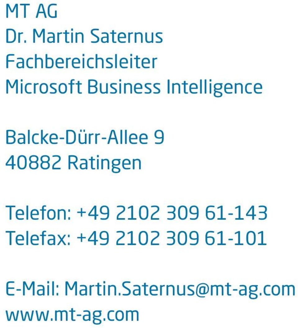 Intelligence Balcke-Dürr-Allee 9 40882 Ratingen