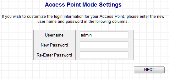 8. Dann wird der iq Setup Bildschirm geöffnet, in dem Sie auswählen können, welcher Modus aktiviert werden soll. Der Standardmodus für das Gerät ist der Access Point Modus.