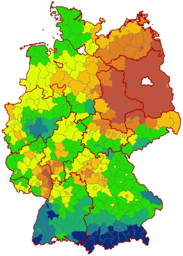 1. Bilanzierung des Wasserdargebots - Ergebnisse Mittlere klimatische Wasserbilanz für die Vegetationsperiode April Oktober (1981-2010) Datenquelle: Deutscher Wetterdienst Regionen mit negativer