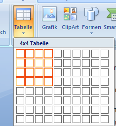 9 Tabellen 9.2 Verwenden des Menüs Tabelle Hier kannst du eine Tabelle mit der gewünschten Zeilen- und Spaltenanzahl durch Ziehen einfügen.
