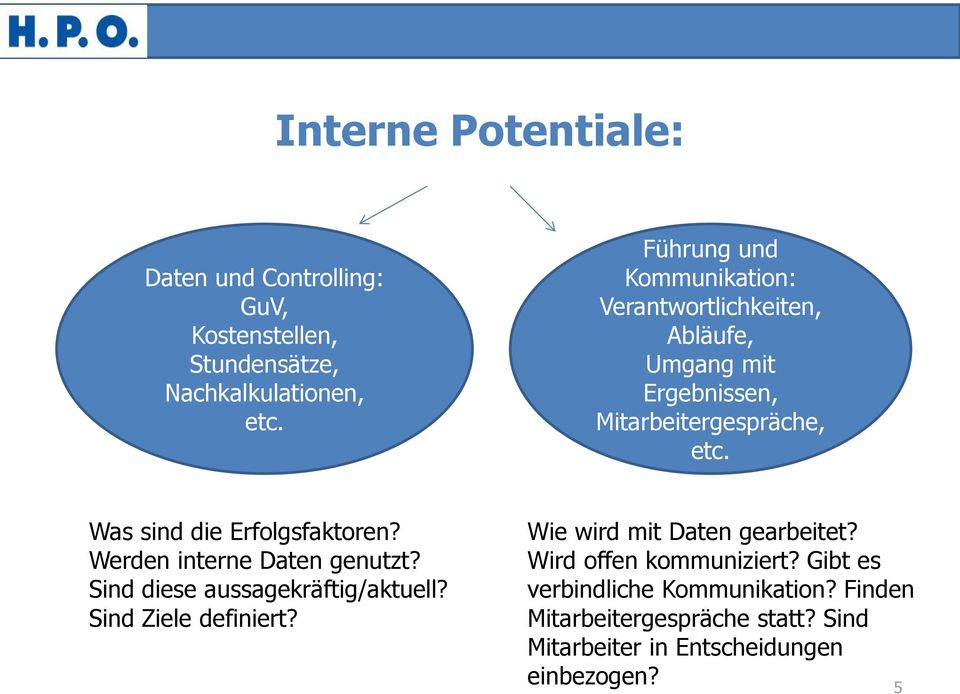 Was sind die Erfolgsfaktoren? Werden interne Daten genutzt? Sind diese aussagekräftig/aktuell? Sind Ziele definiert?