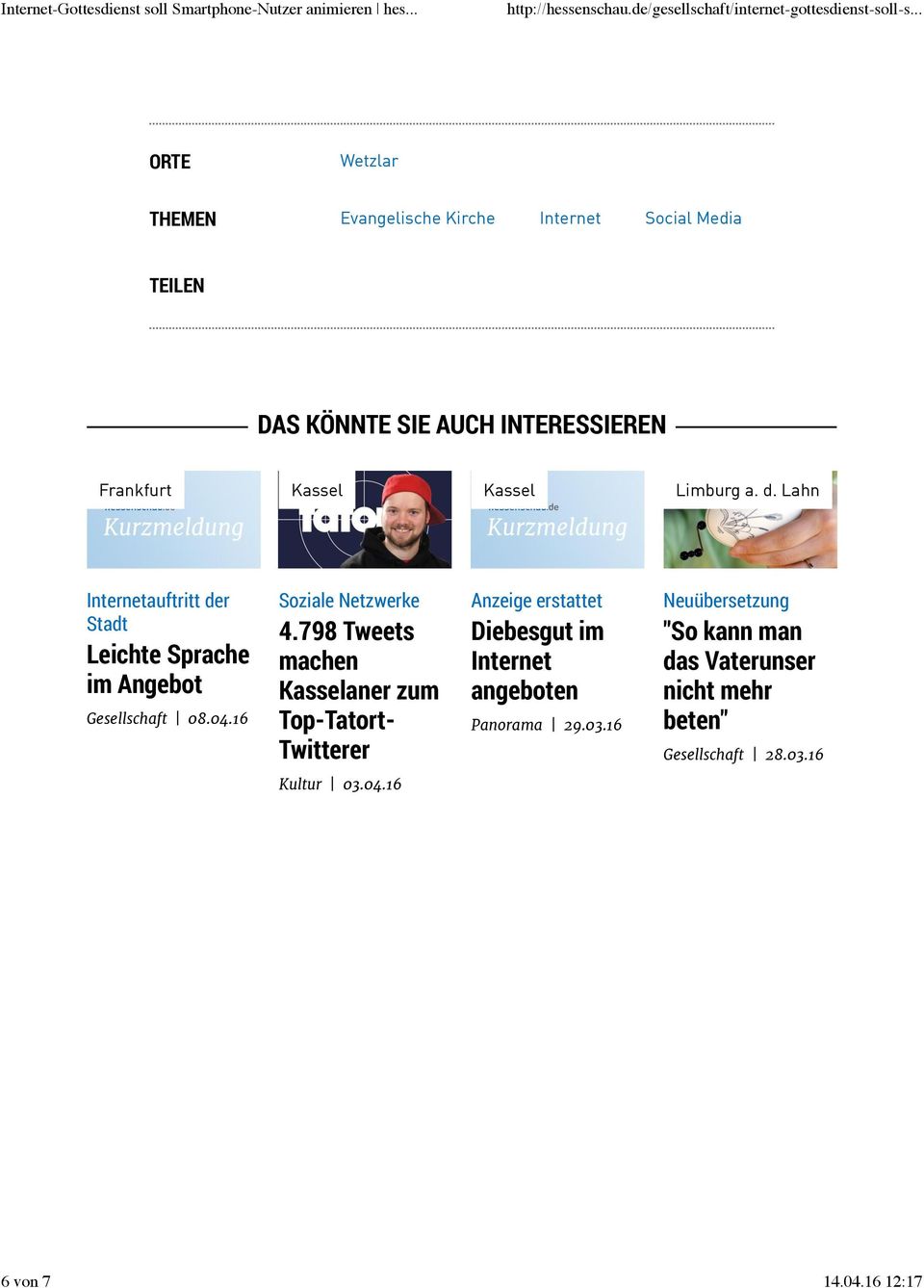 798 Tweets machen Kasselaner zum Top-Tatort- Twitterer Anzeige erstattet Diebesgut im Internet angeboten Panorama 29.03.