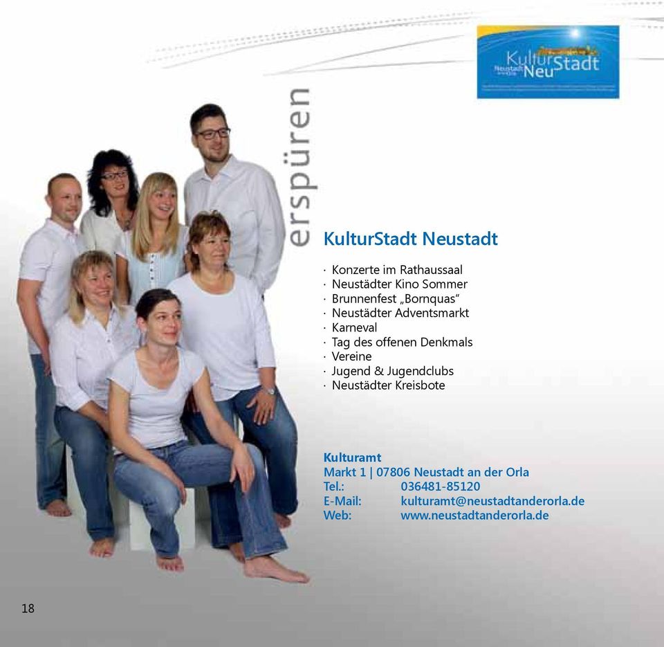 & Jugendclubs Neustädter Kreisbote Kulturamt Markt 1 07806 Neustadt an der Orla