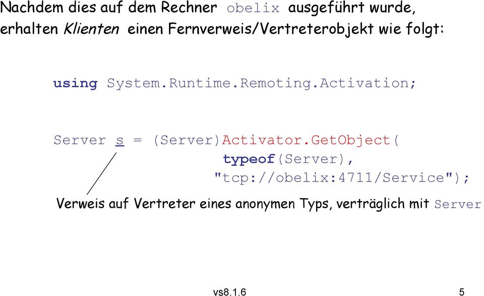 Activation; Server s = (Server)Activator.