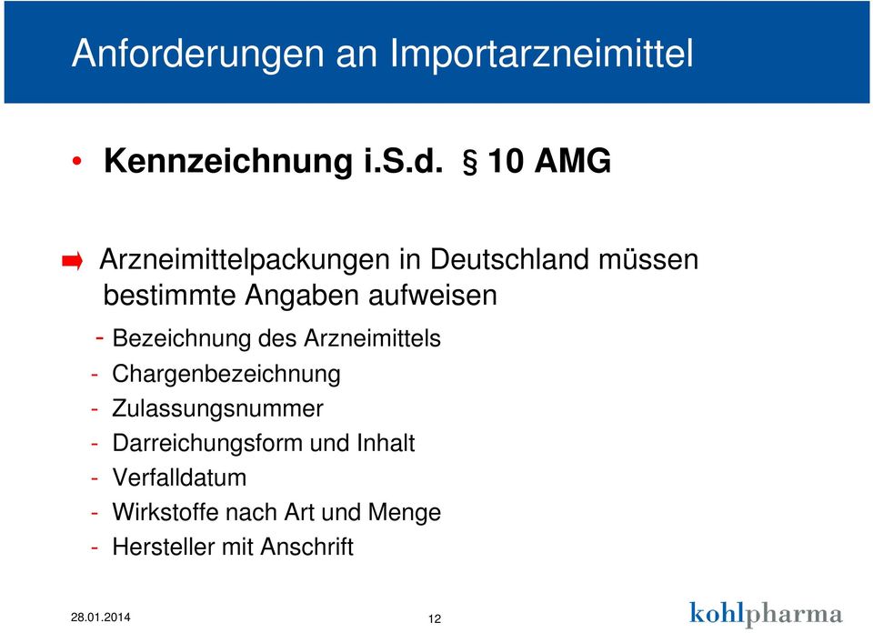 10 AMG Arzneimittelpackungen in Deutschland müssen bestimmte Angaben aufweisen