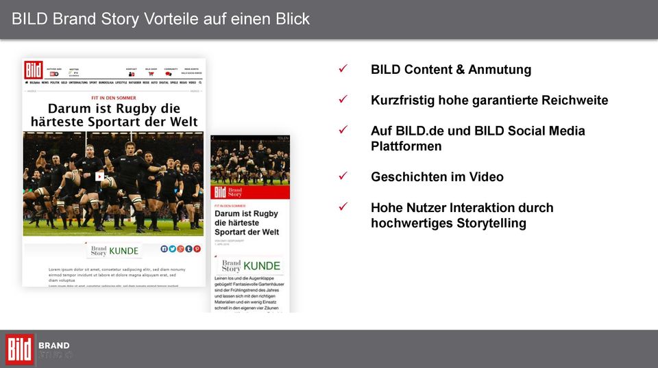 BILD.de und BILD Social Media Plattformen Geschichten im