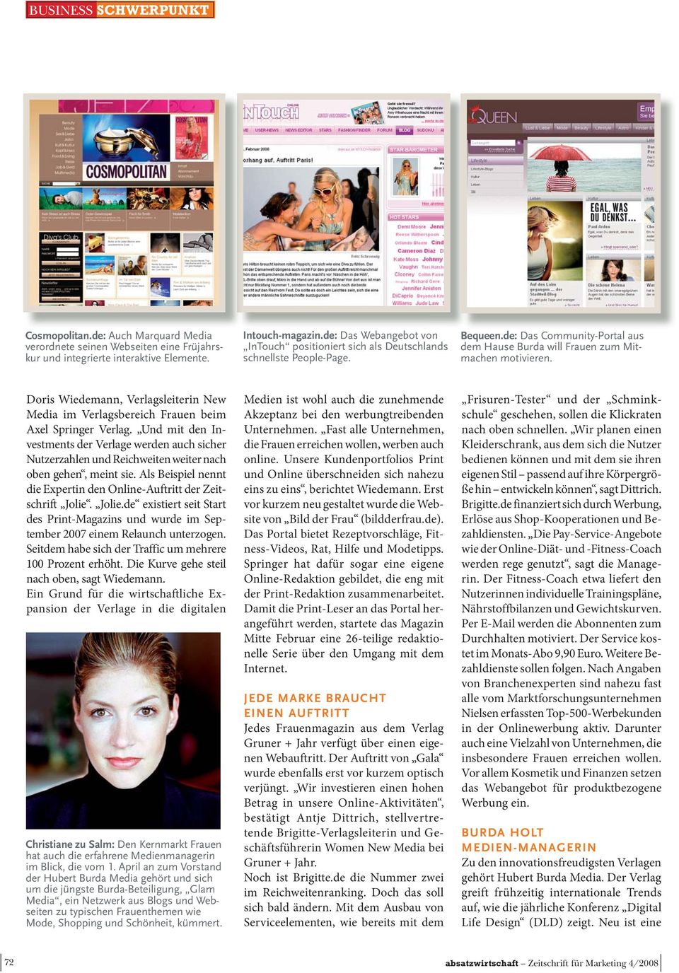 Doris Wiedemann, Verlagsleiterin New Media im Verlagsbereich Frauen beim Axel Springer Verlag.