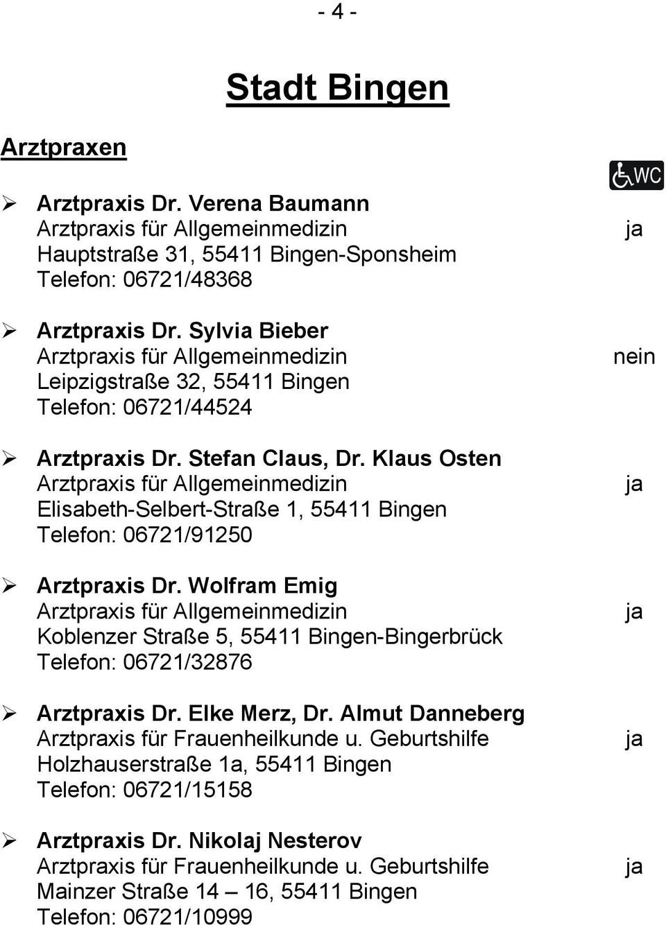 Klaus Osten Arztpraxis für Allgemeinmedizin Elisabeth-Selbert-Straße 1, 55411 Bingen Telefon: 06721/91250 Arztpraxis Dr.
