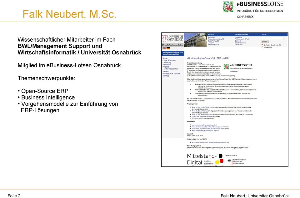 Wirtschaftsinformatik / Universität Osnabrück Mitglied im
