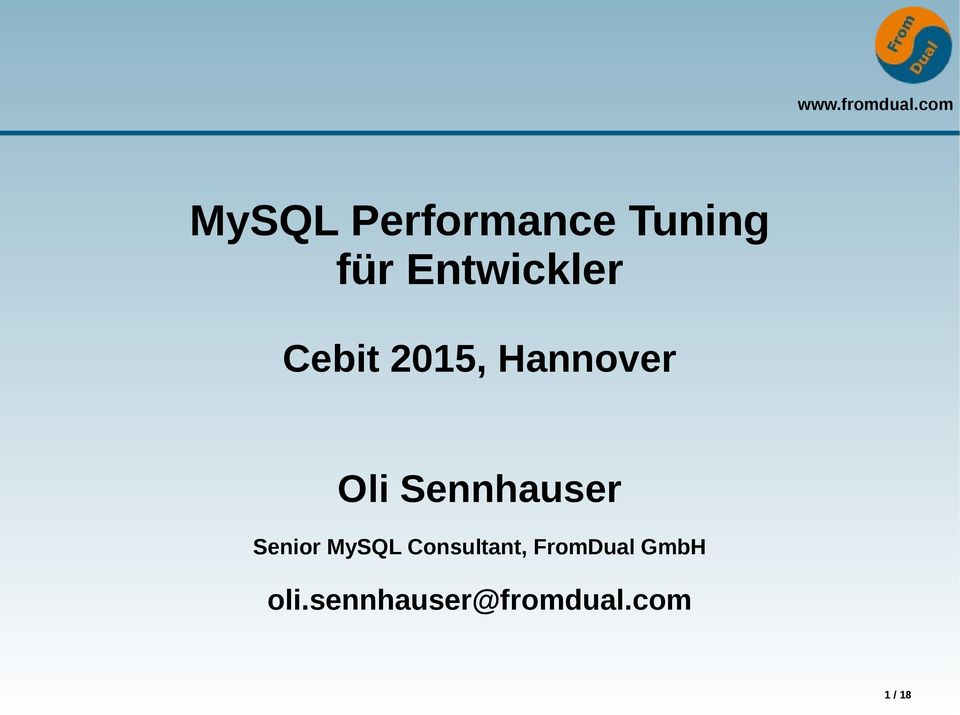 Sennhauser Senior MySQL Consultant,
