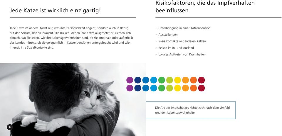 Die Risiken, denen Ihre Katze ausgesetzt ist, richten sich danach, wo Sie leben, wie Ihre Lebensgewohnheiten sind, ob sie innerhalb oder außerhalb des Landes mitreist, ob sie