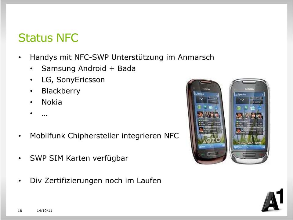 Mobilfunk Chiphersteller integrieren NFC SWP SIM Karten