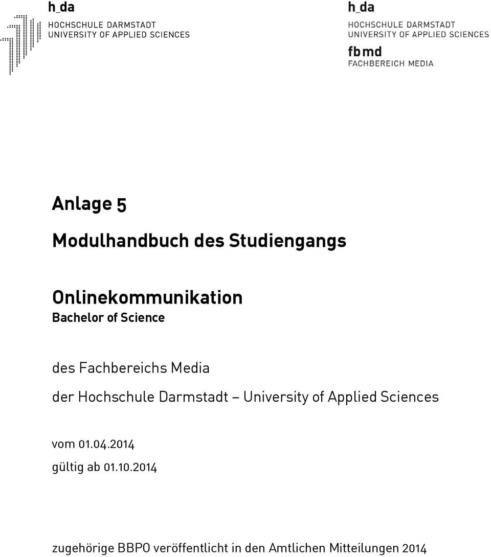 Darmstadt University of Applied Sciences vom 01.04.