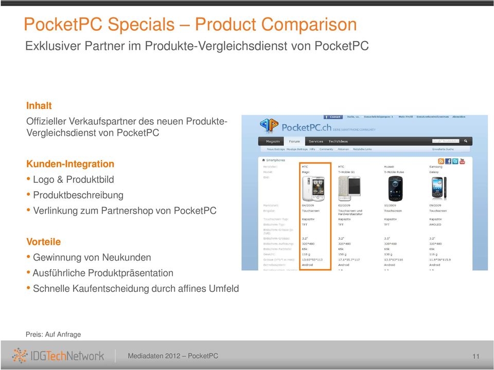 Logo & Produktbild Produktbeschreibung Verlinkung zum Partnershop von PocketPC Vorteile Gewinnung von
