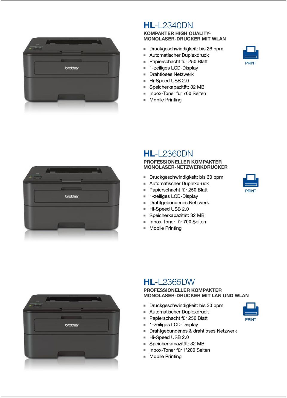 MONOLASER-NETZWERKDRUCKER 1-zeiliges LCD-Display Drahtgebundenes Netzwerk HL-L2365DW