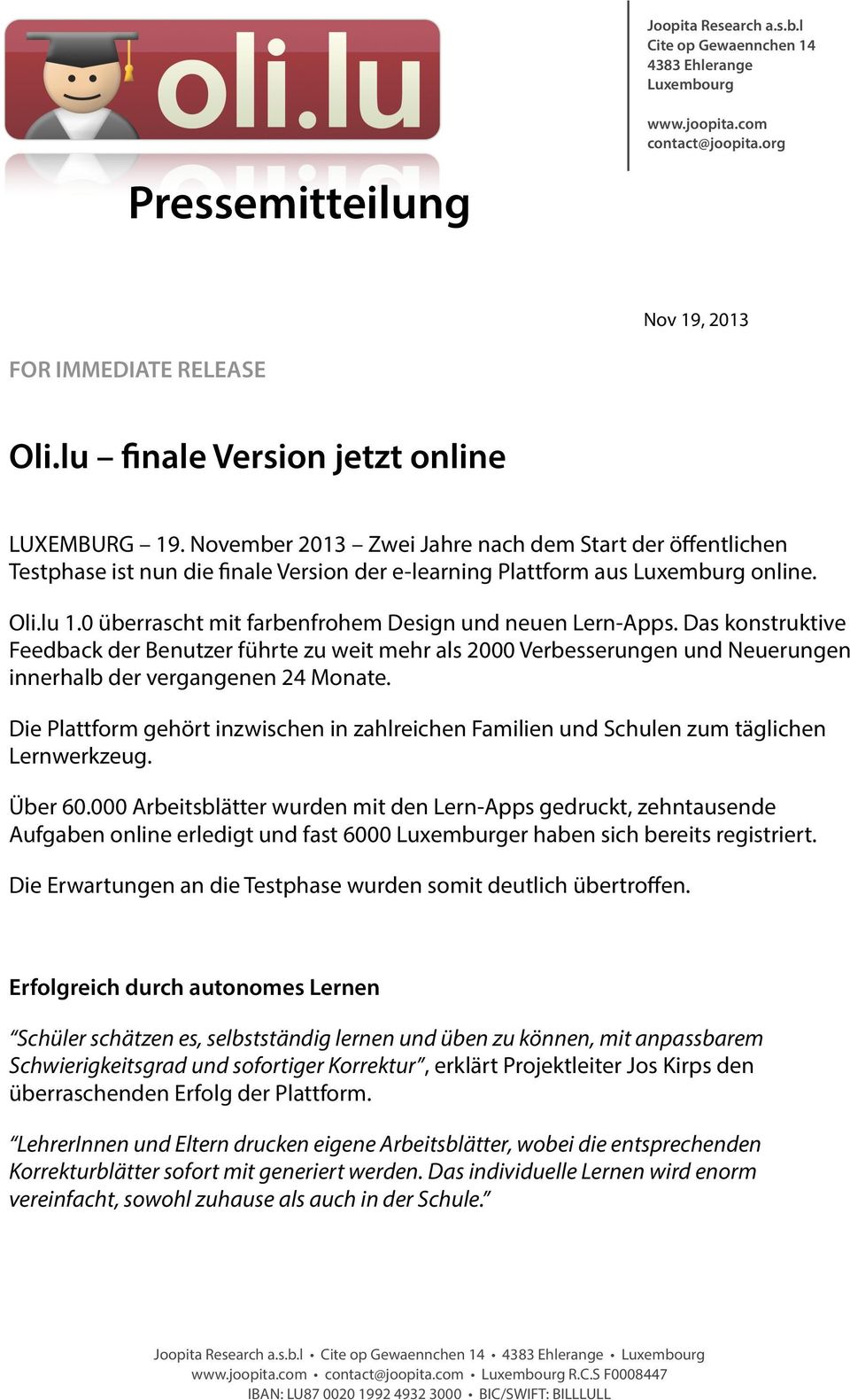 Oli.lu 1.0 überrascht mit farbenfrohem Design und neuen Lern-Apps.