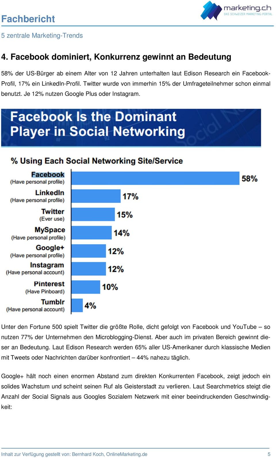 Unter den Fortune 500 spielt Twitter die größte Rolle, dicht gefolgt von Facebook und YouTube so nutzen 77% der Unternehmen den Microblogging-Dienst.