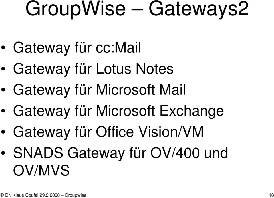 Microsoft Exchange Gateway für Office Vision/VM SNADS