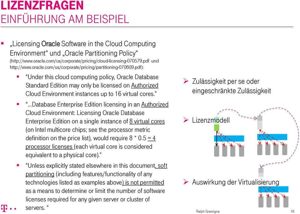 pdf): Under this cloud computing policy, Oracle Database Standard Edition may only be licensed on Authorized Cloud Environment instances up to 16 virtual cores.
