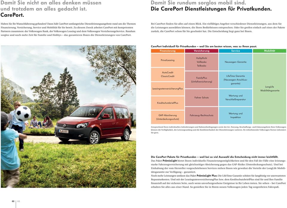Zu diesem Zweck arbeitet CarePort mit kompetenten Partnern zusammen: der Volkswagen Bank, der Volkswagen Leasing und dem Volkswagen VersicherungsService.