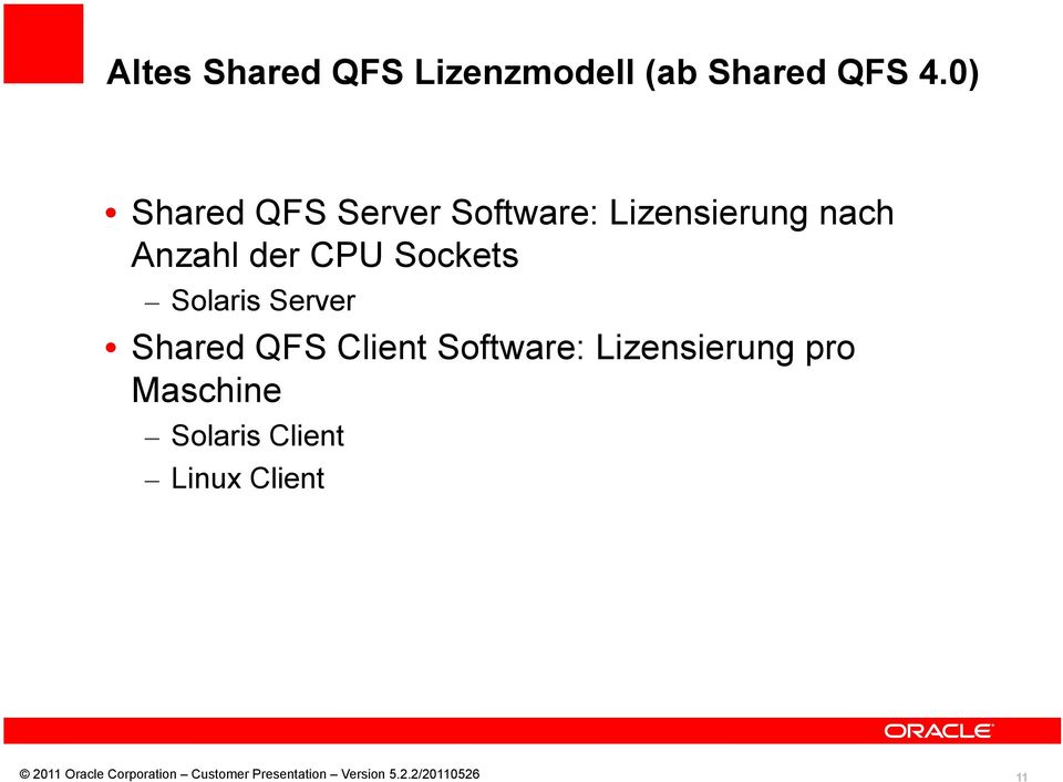 Anzahl der CPU Sockets Solaris Server Shared QFS