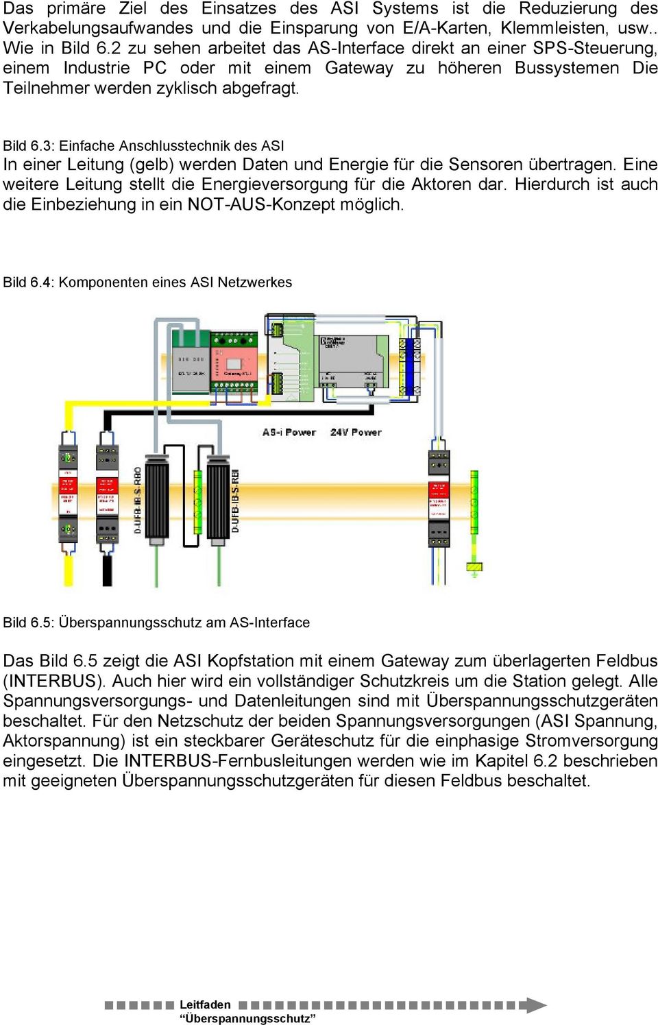 (gelb) werden Daten und Energie für die Sensoren übertragen Eine weitere Leitung stellt die Energieversorgung für die Aktoren dar Hierdurch ist auch die Einbeziehung in ein NOT-AUS-Konzept möglich
