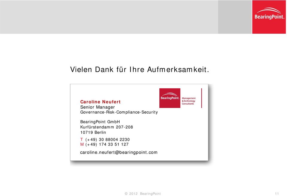 Governance-Risk-Compliance-Security BearingPoint GmbH