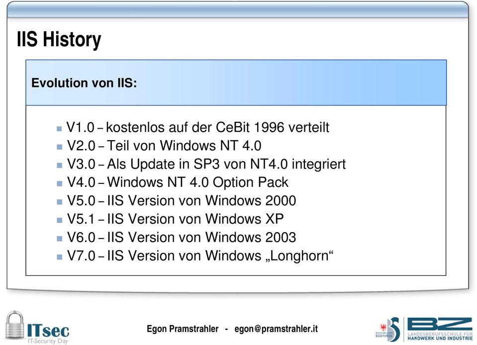 0 Windows NT 4.0 Option Pack V5.0 IIS Version von Windows 2000 V5.