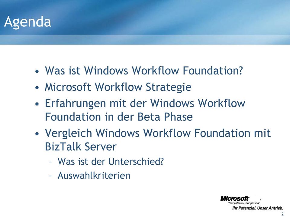 Workflow Foundation in der Beta Phase Vergleich Windows
